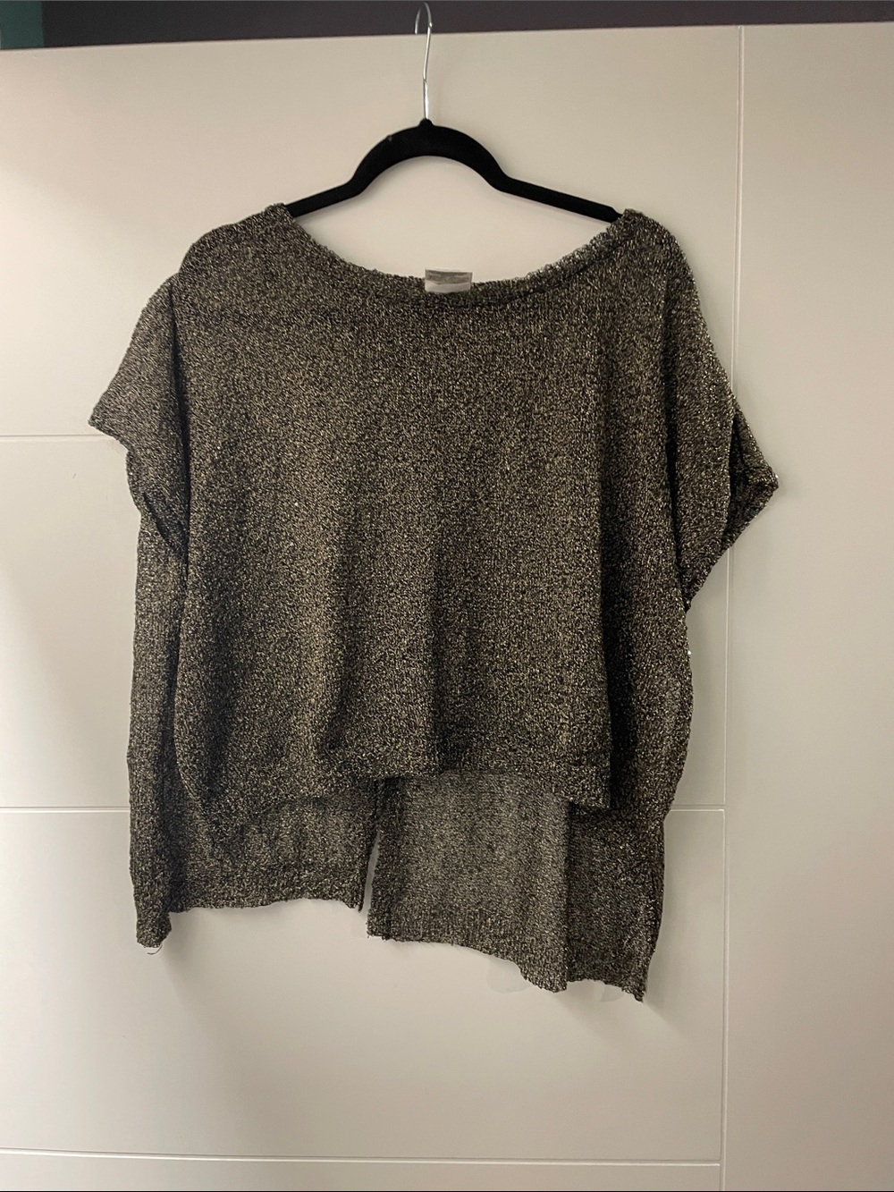 BCBGeneration Metallic Knit Dolman Top - Silver